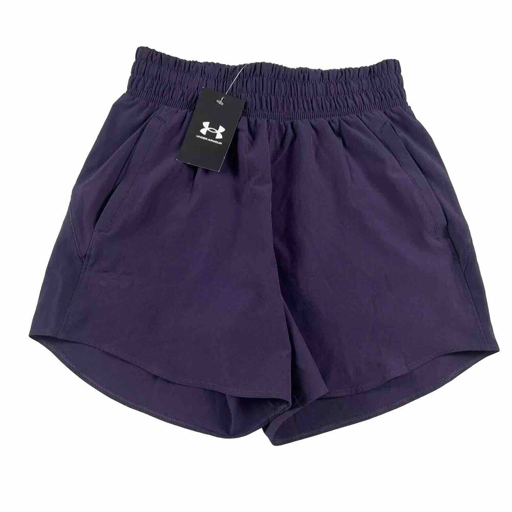 NWT Under Armour Women's Flex Woven 5" Shorts Mid Rise Size XS Loose Purple